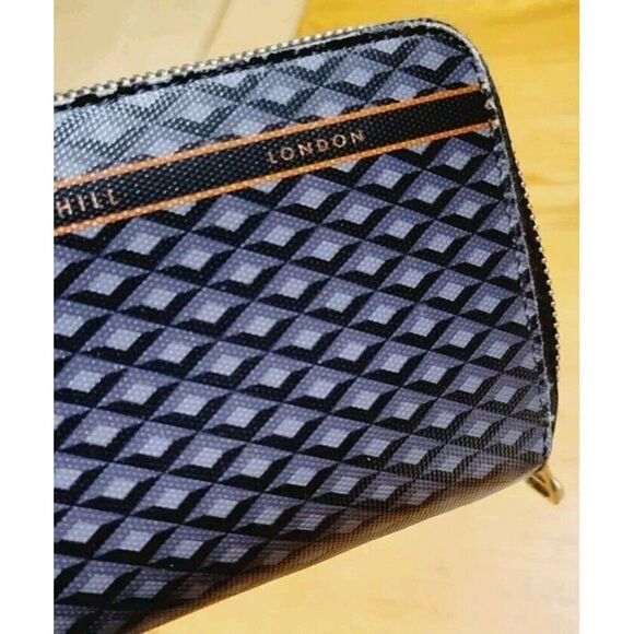 DUNHILL Engine Turn Luggage Canvas Zip Coat Wallet - Picture 11 of 12